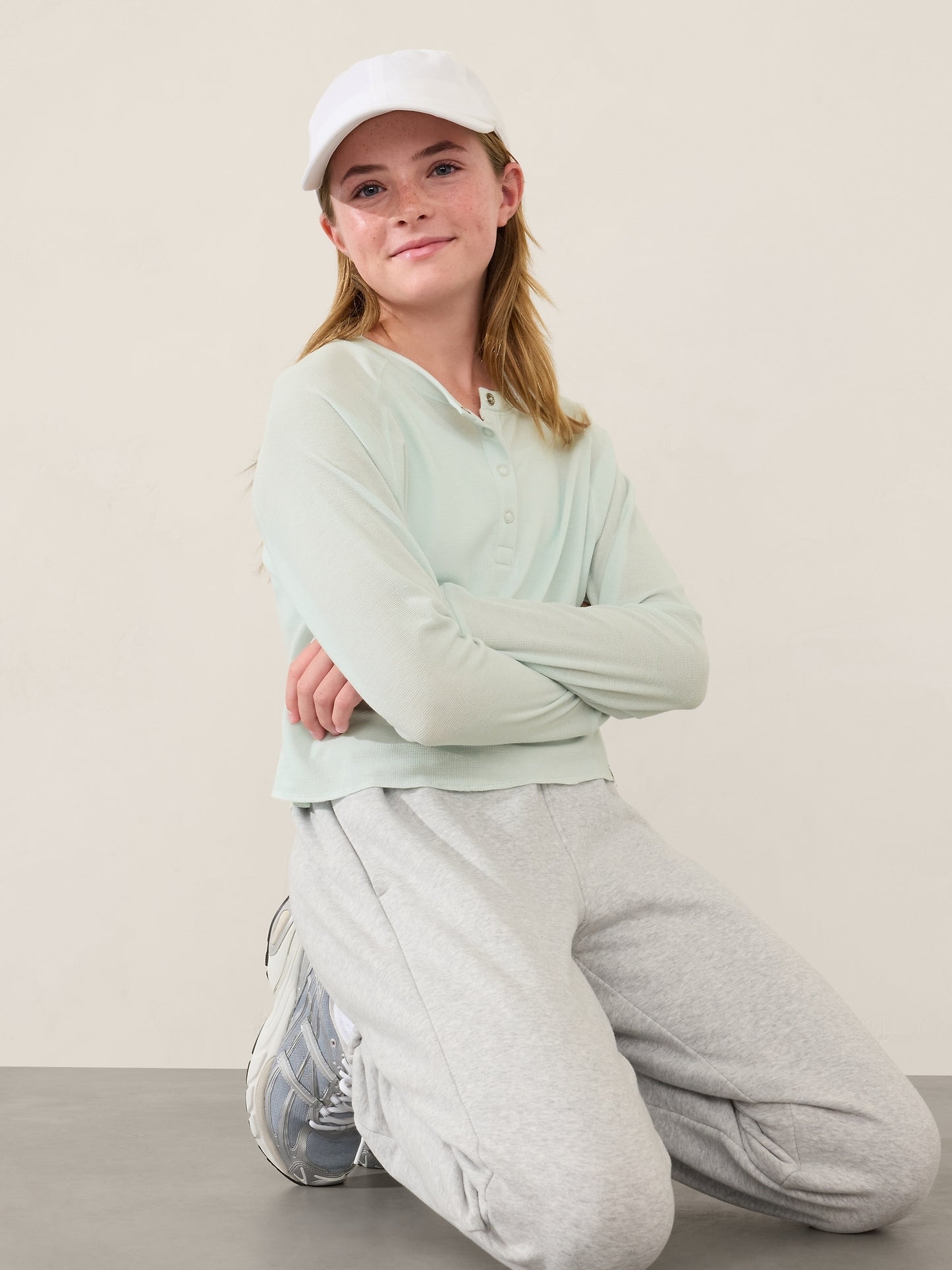 Athleta Girl Wander Waffle Henley Top