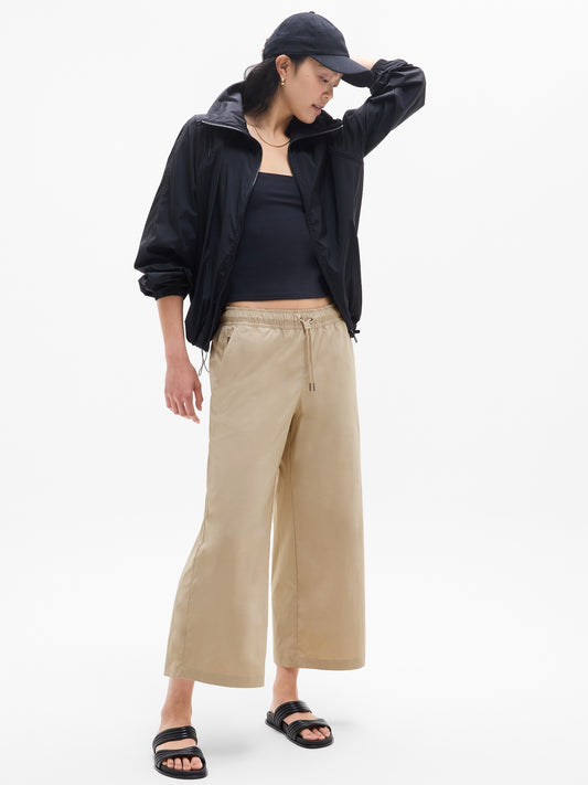 بنطال ميد داي بوبلين قصير بخصر متوسط الارتفاع