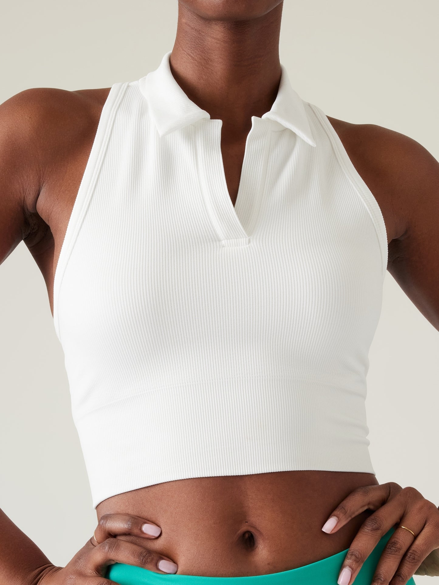 Aurora Seamless Crop Polo Tank