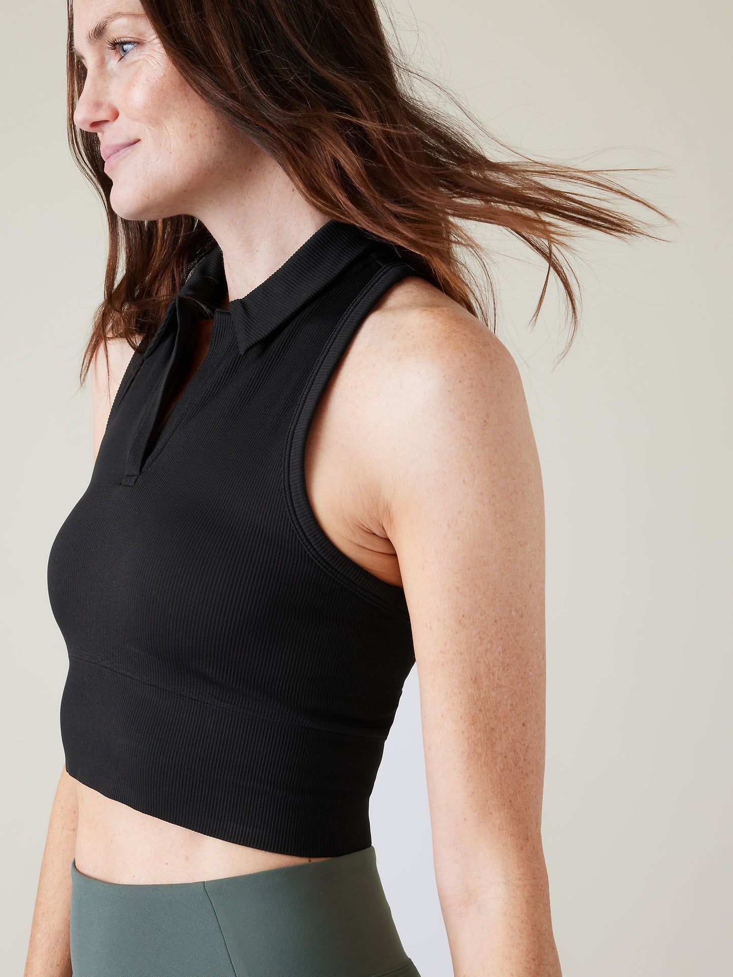 Aurora Seamless Crop Polo Tank