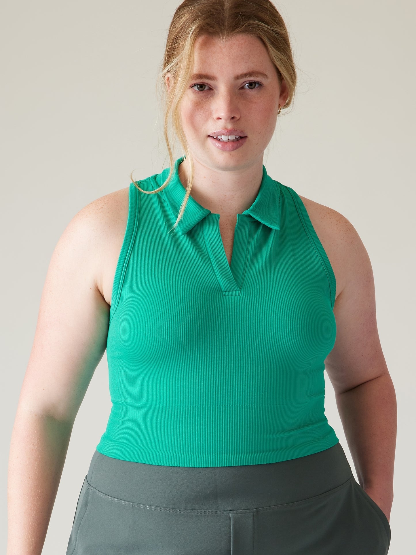 Aurora Seamless Crop Polo Tank