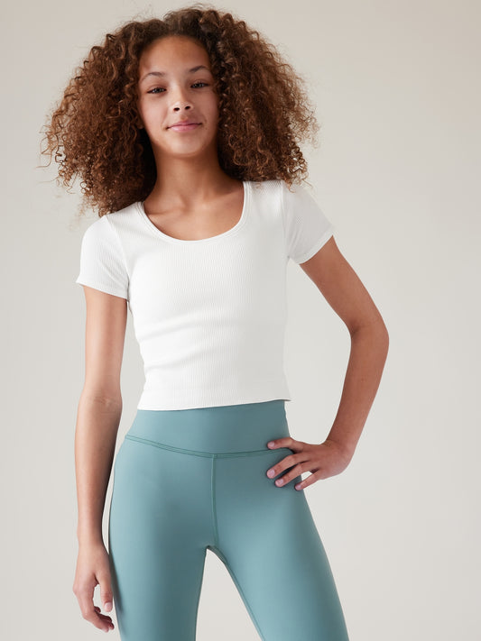 Athleta Girl Rise Above Rib Crop Tee