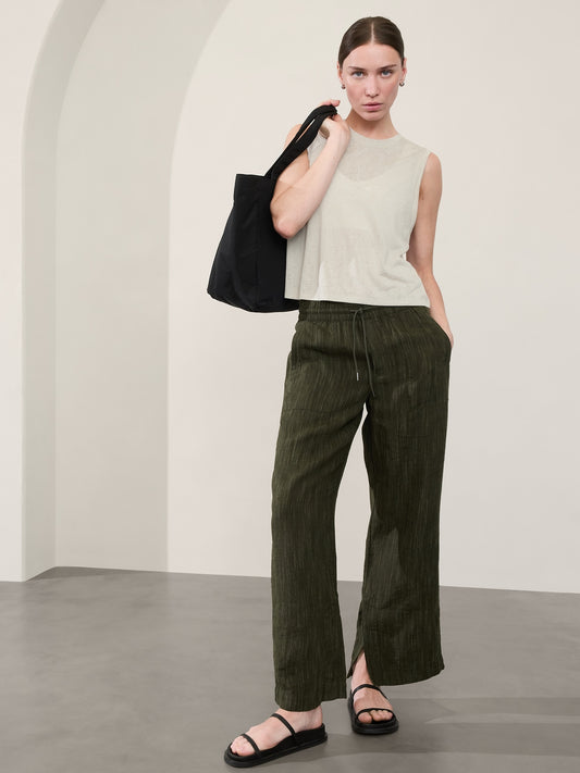 Retreat Linen Mid Rise Wide Leg Pant