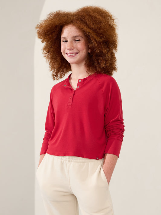 Athleta Girl Wander Waffle Henley Top