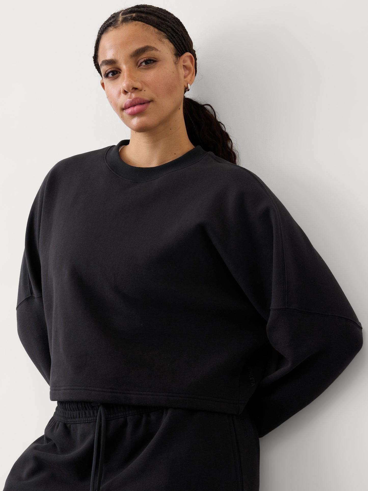 Easy Fleece Dolman Crop Sweatshirt