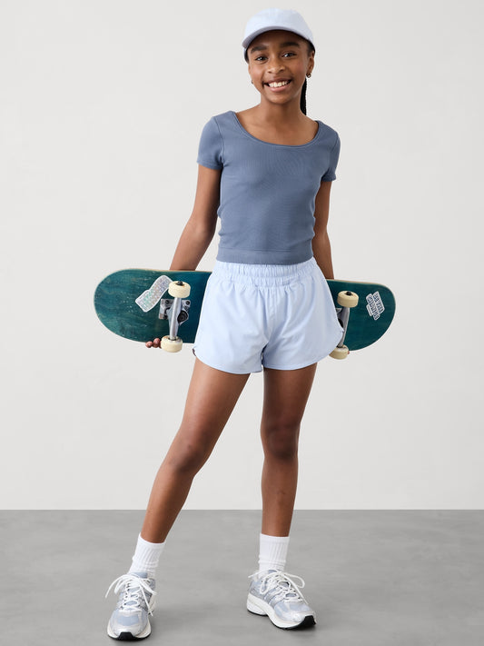 Athleta Girl Rise Above Rib Crop Tee