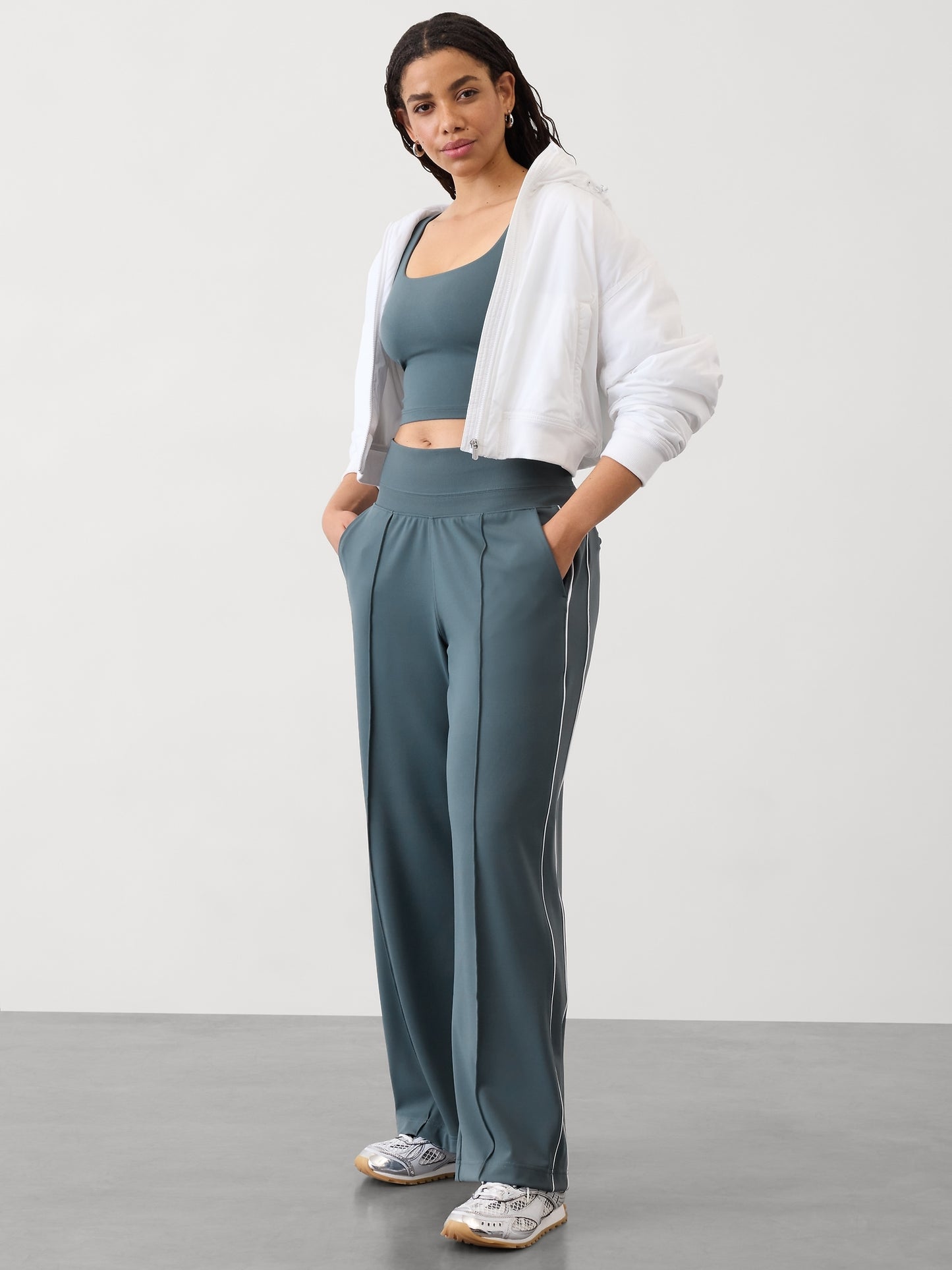 Venice High Rise Track Stripe Wide Leg Pant