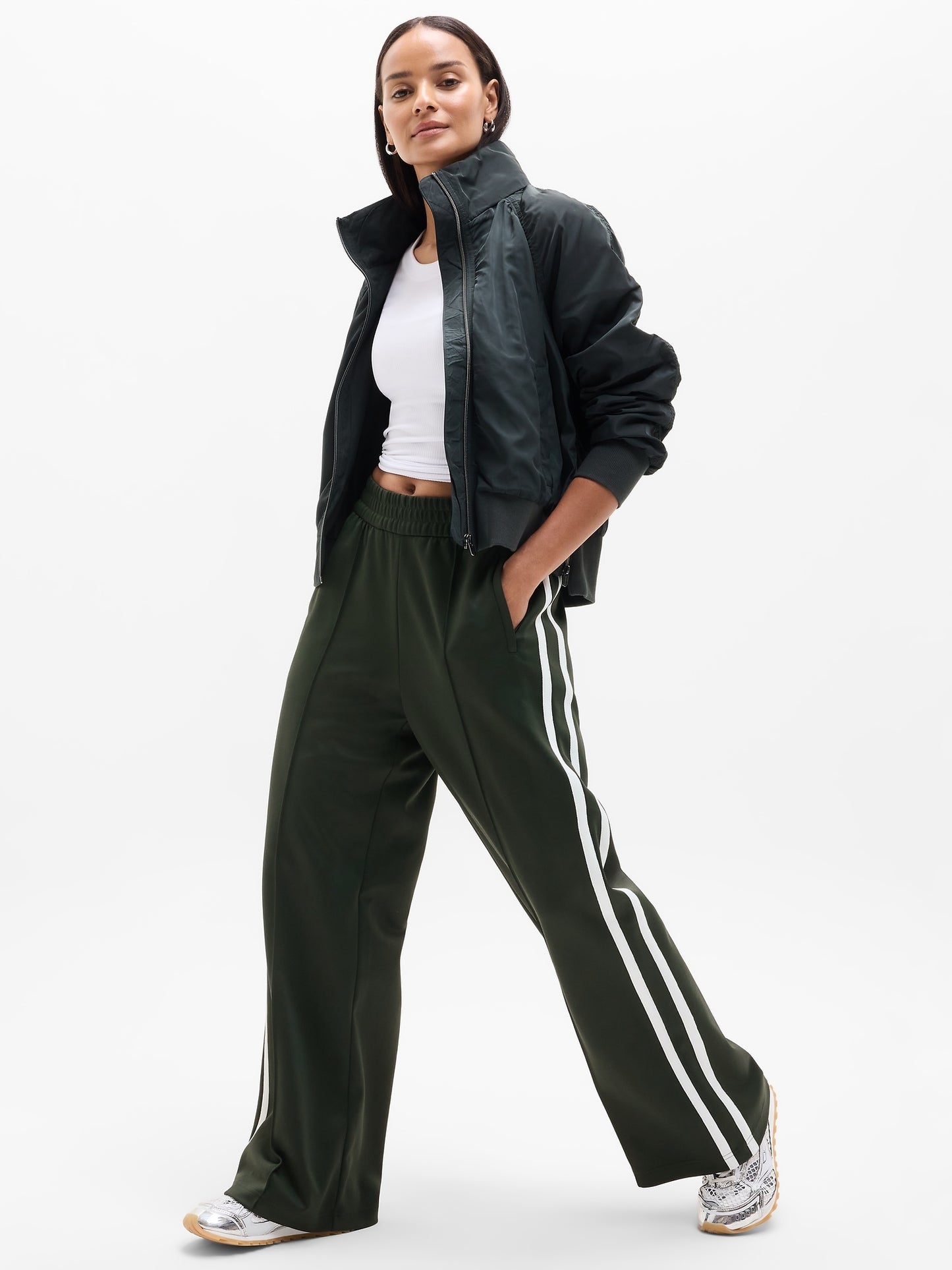 Tempo Mid Rise Wide Leg Track Pant