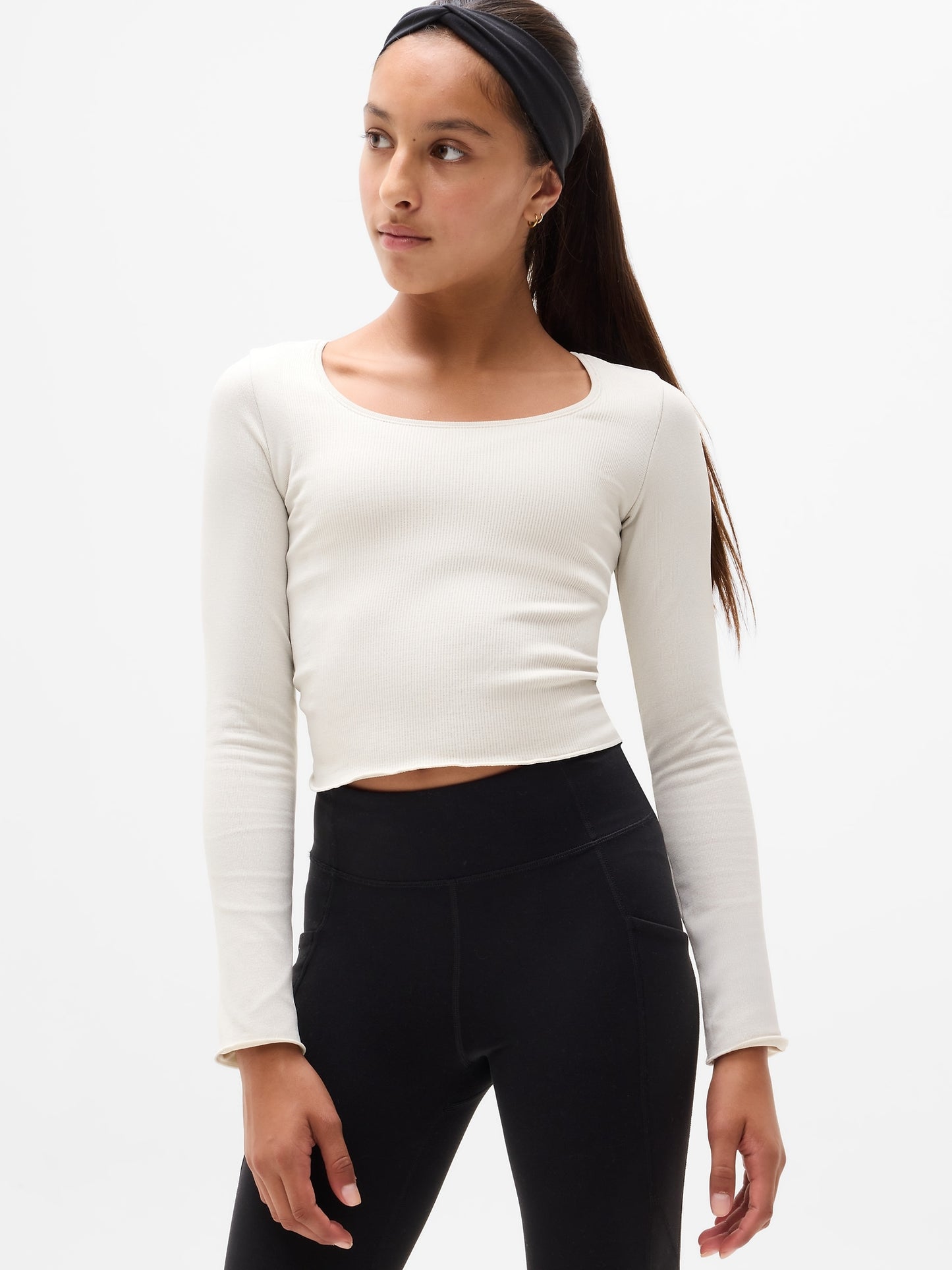 Athleta Girl Rise Above Rib Shimmer Top