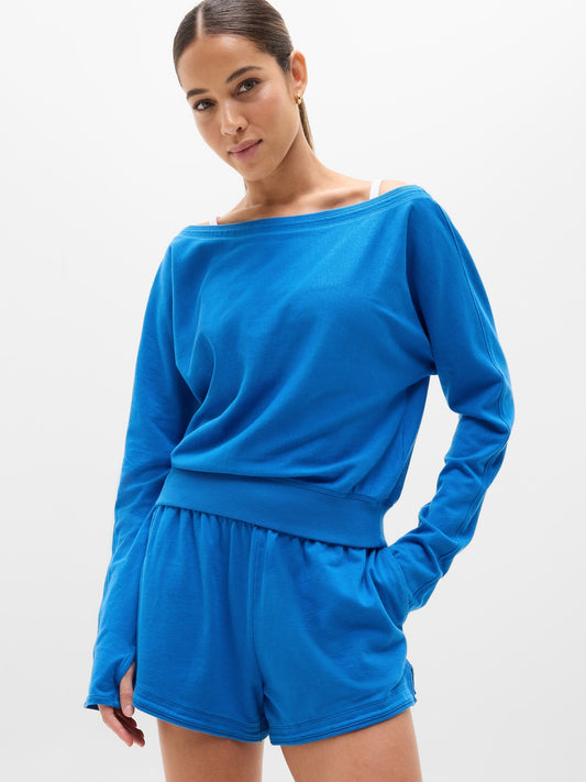 Airy Cotton Terry Boat Neck Sweatshirt