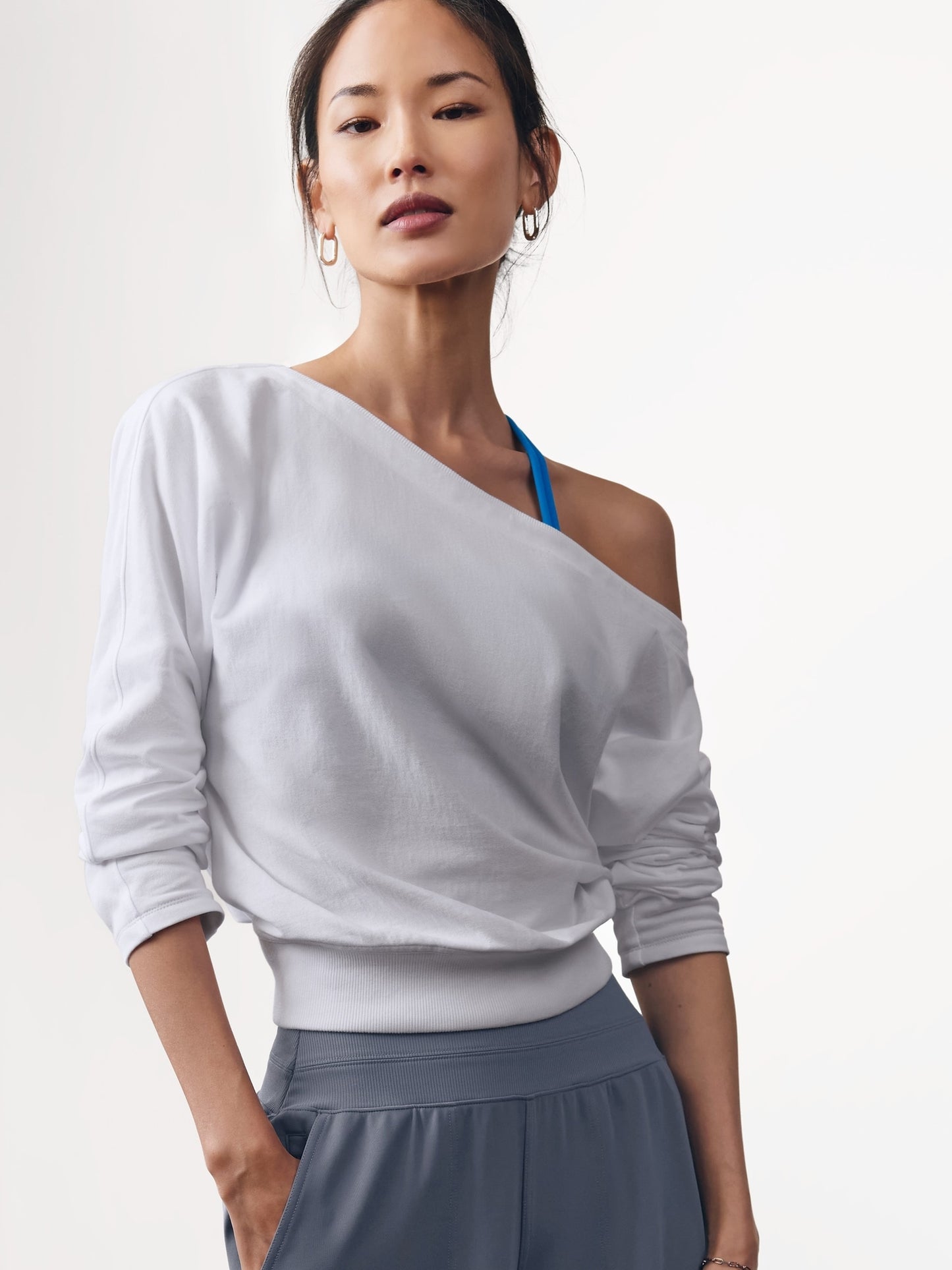 Airy Cotton Terry Boat Neck Sweatshirt