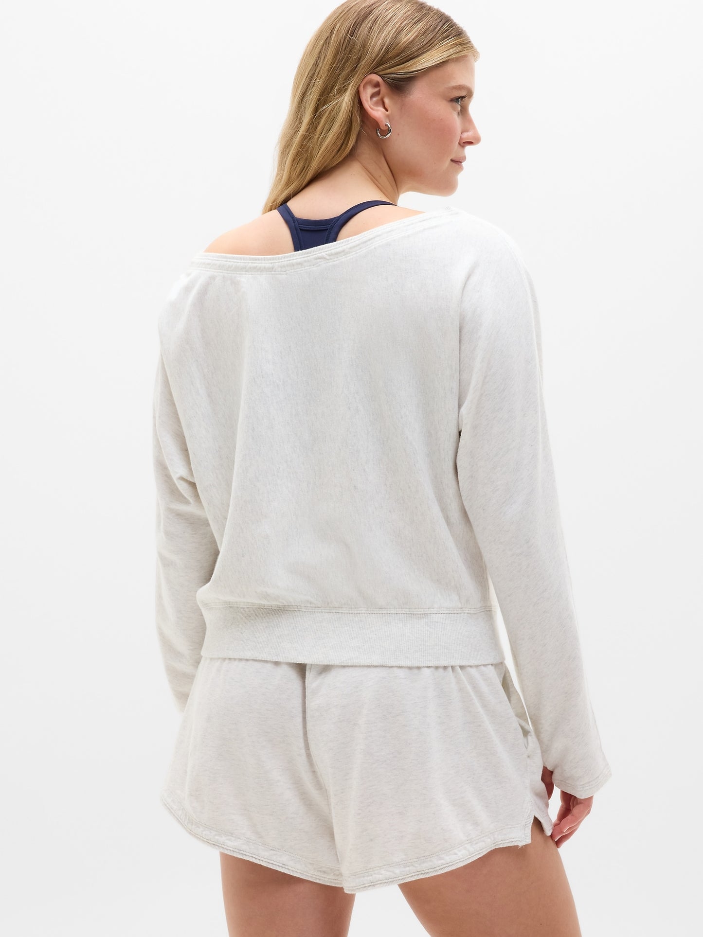 Airy Cotton Terry Boat Neck Sweatshirt