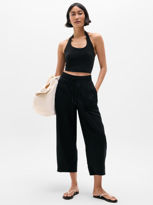 Retreat Linen Easy Barrel Crop Pant