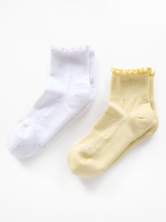 Athleta Ruffle Everyday Quarter Crew Sock 2-Pack