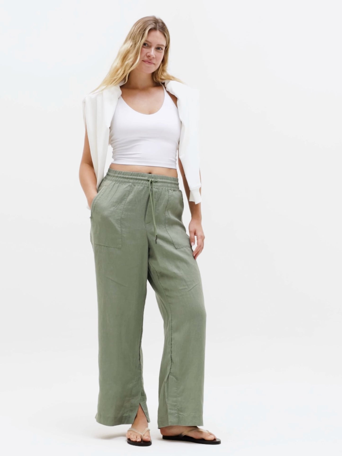 Retreat Linen High Rise Wide Leg Pant
