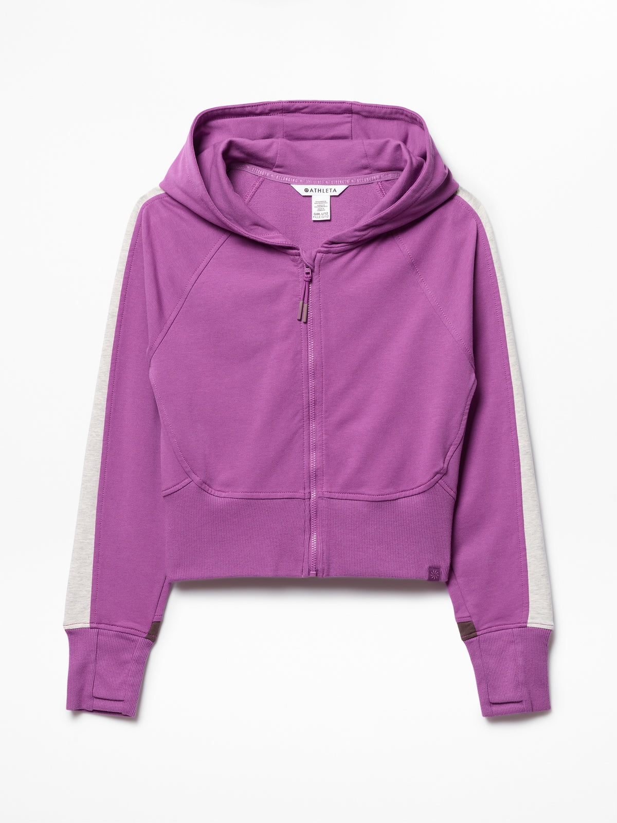 Athleta Girl All Day Colorblock Full Zip Shrunken Hoodie